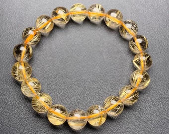 10mm Natural Gold Rutilated Quartz healing bracelets