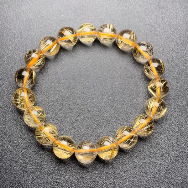 Bracelets de guérison en quartz rutile or naturel 10 mm