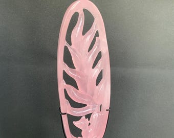 宝石のようなローズクォーツ九尾の狐の水晶彫刻 - 高品質 (~50g