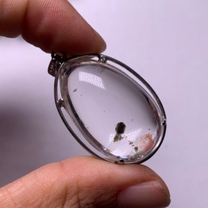 Natural clear quartz mica crystal silver pendant with silver chain