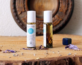 THROAT CHAKRA Oil | Vishudda Balancing Oil, Essential Oils Infused with Crystals & Herbs, Blue Lotus Lavender, Throat Healing Oils Gift Idea