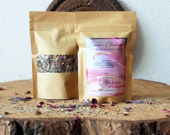 Crown Chakra Tea | Sahasrara Chakra Healing Tea, Balancing Herbs, Natural Herbal Blend, Blue Lotus Rose Jasmine Ginseng, Meditation Tea Mix