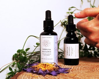 Blue Lotus Moringa Calming Face Oil, Blue Chamomile, Natural Vegan Skincare