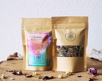 7 Chakras Tea | Chakra Balancing Herbal Tea, Loose Leaf Herbs, Herbal Blend -Rose Jasmine Rosemary Calendula Dandelion Lavender