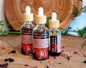Hot & Spicy Tantric Massage Oil | Sensual Oil, Hibiscus Infused with Essential Oils, Patchouli Cinnamon Black Pepper Sandalwood, Aphrodisiac