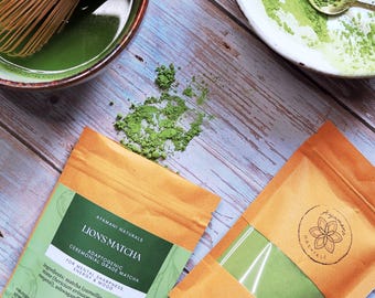 MATCHA DE LEÓN / Mezcla de matcha japonés de grado ceremonial con maca melena de león y ashwagandha.