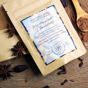 WINTERSWEET Hot Chocolate | Colombian Cacao, Organic Ceremonial Grade, Maca Anise Cinnamon Ashwagandha Turmeric Vanilla | Christmas Gift
