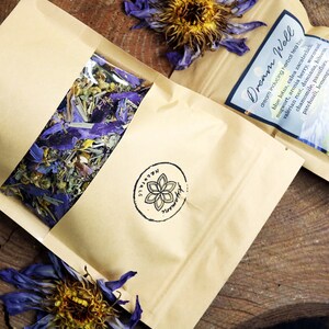 dream well tea lucid dreaming tea blue lotus calea zacatechichi dream herb tea night tea lucid dreams third eye pineal gland