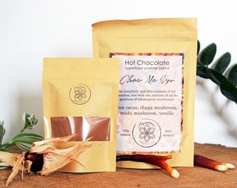 Choc Me Up | Hot Chocolate Adaptogenic Drink, Christmas Gift Superfood Powder, Raw Cacao Reishi Chaga Vanilla, Winter Self Care, Healthy
