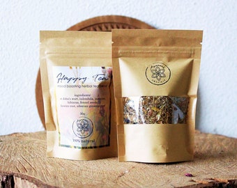 Happy Tea, aufbauende Kräuterteemischung, lose Blatt-Tee, heilende Kräuter, Stimmungserwärmende Geschenkidee - Johanniskraut, Ringelblume, Jasmin