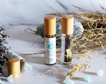 Throat Chakra Oil: Aquamarine Crystal Infused Essential Oils | Pocket Sized