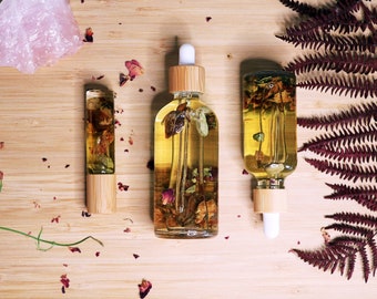 APHRODISIAC Oil | Massage & Ritual Infused Oil, Crystal and Flower Infused Essential Oils, Rose Jasmine Mugwort Cinnamon, Romantic Gift Idea