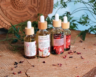 Lot de 2 huiles de massage tantrique | d'huiles infusées, rituel de l'amour, vanille et huile de massage piquante et aphrodisiaque | Idée cadeau pour prendre soin de soi au naturel