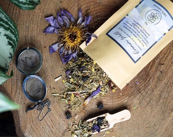 DREAM WELL Tea | Lucid Dreaming Herbal Tea, Astral Projection | Blue Lotus Calea Mugwort Damiana, Dream Herb Tea, Psychonaut Spiritual Gift