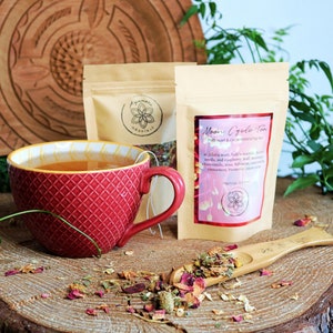 MOON CYCLE TEA | Goddess Wellness Herbal Blend, Feminine Energy Tea, Moon Balance Herbs, Lady&#39;s Mantle Red Raspberry Rose Moringa