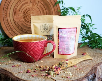 MOON CYCLE TEA | Goddess Wellness Herbal Blend, Feminine Balancing Tea, Female Balance Herbs, Lady's Mantle Red Raspberry Rose Moringa