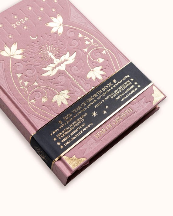 2026 Weekly Planner, Astrology & Self Love Journal, Year Of Growth by Dreamy Moons: Mindfulness Diary with Prompts. Gold Foiled ROSE