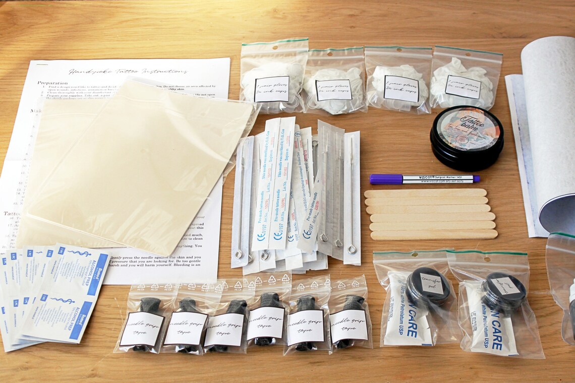 Stick and Poke Tattoo Kit Large Handpoke Set Beginners Hand Etsy Australia