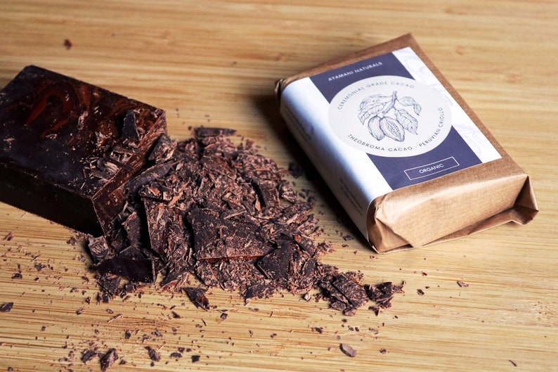 CEREMONIAL CACAO Organic 100% Criollo Peruvian Cacao Paste, Mayan Cacao, RAW, Heart Opening Soul Food, Premium Grade Sustainable & Ethical zdjęcie 2