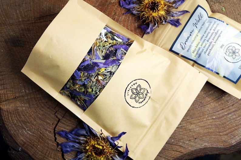 dream well tea lucid dreaming tea blue lotus calea zacatechichi dream herb tea night tea lucid dreams third eye pineal gland