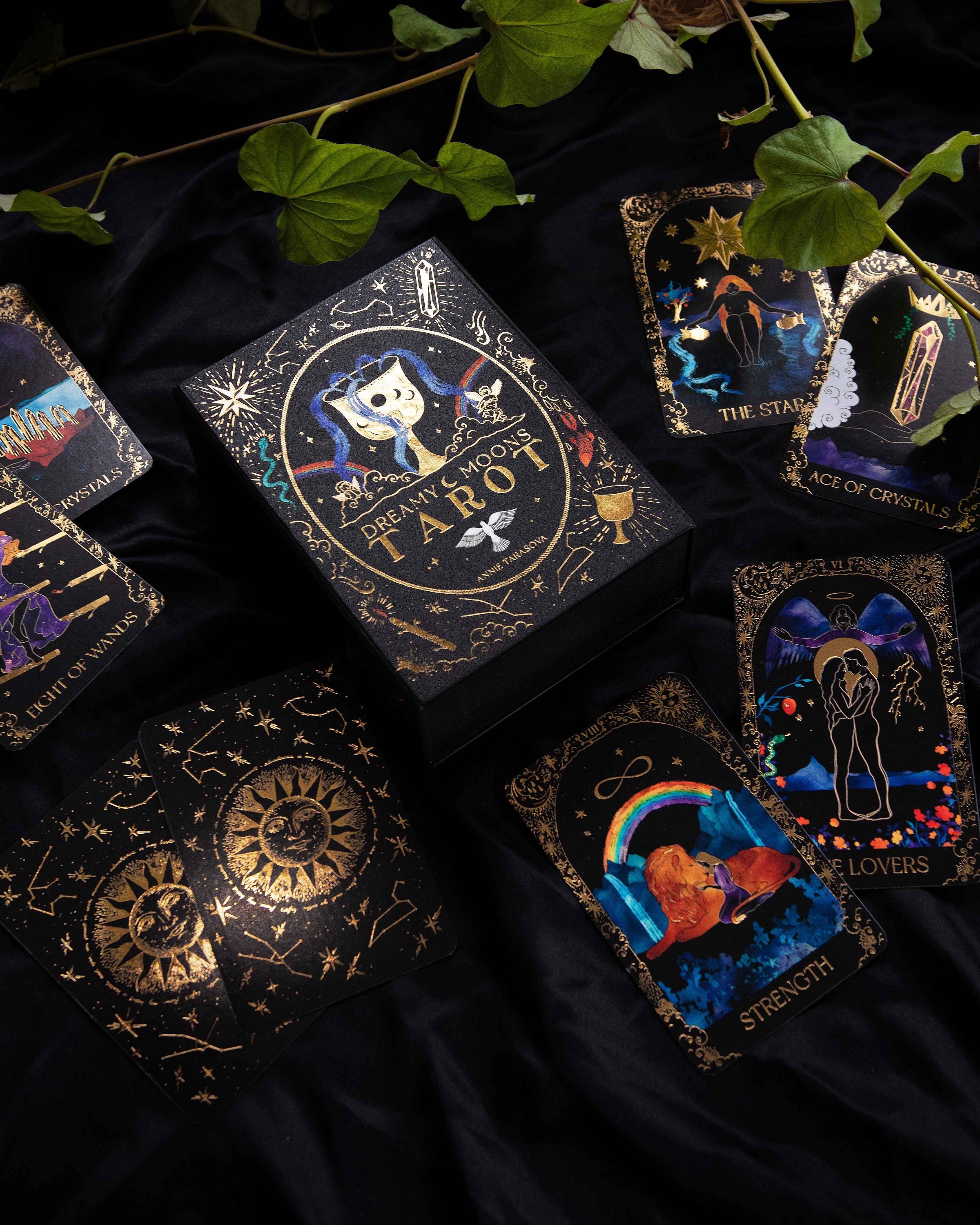 Dreamy Moons Tarot Deck: Black & Gold Foil, Indie Card Set