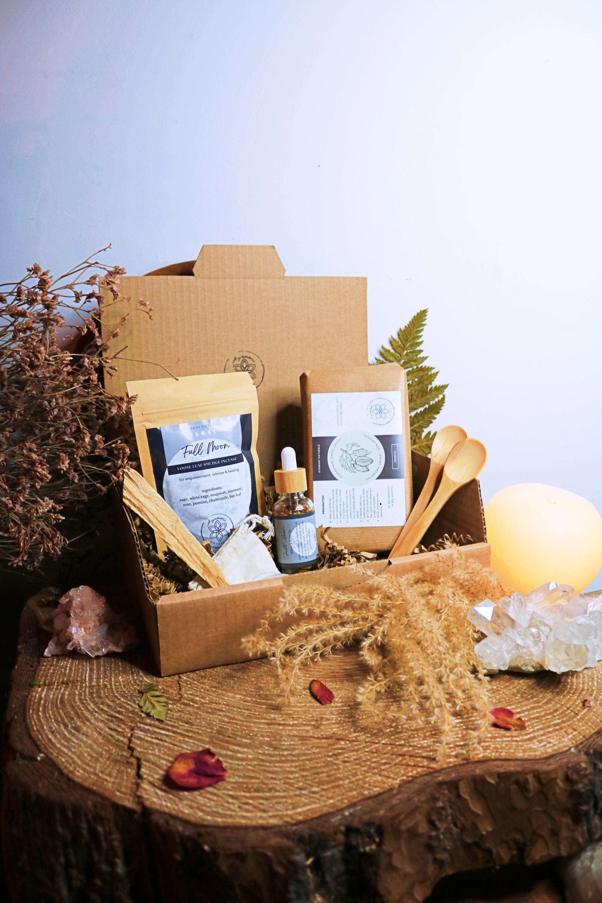Moon Cacao Ceremony Box: Raw Peruvian Cacao, Smudge, Ritual Oils