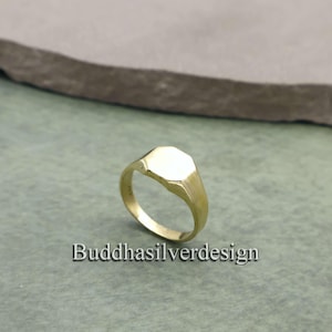 Handmade Brass Signet Ring | Minimalist Signet Band | Unisex Bold Ring | Statement Brass Jewelry | Personalized Engravable Ring