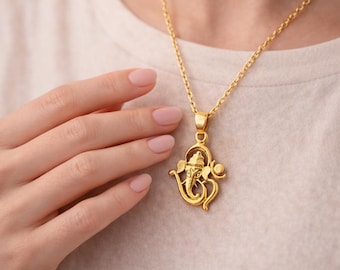 Naszyjnik z wisiorkiem Ganesha, zawieszka Lord Ganpati, biżuteria z hinduskim bogiem, naszyjnik z duchową ochroną, indyjski prezent religijny, biżuteria dewocyjna boho