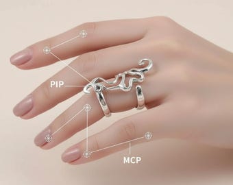 Verstelbare artritisspalkring, ring vingersteun zwanenhals, zilveren artritisring, vingerbrace, hyperextensiespalk, huwelijkscadeau.