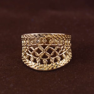 Gold Filigree Design Ring, Brass Filigree Ring, Vintage Ring For Women, Statement Ring, Dainty Ring, Rings For Women, Boho Ring,   BD -lcss