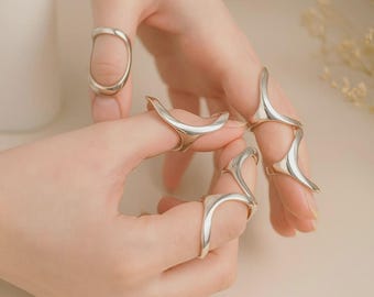 Arthritis Fingerschienenring, Schwanenhalsschienenring, ovaler Gelenkstützring, EDS Fingerklammer, Hyperdehnungsring, einstellbare Silberschiene