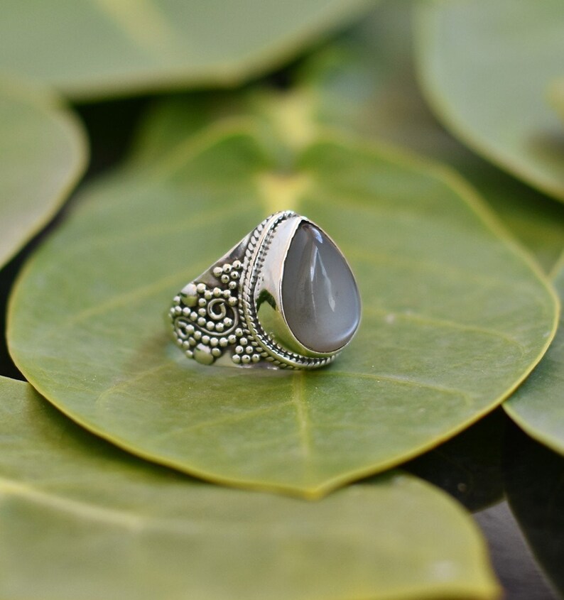 Engagement Ring Grey Moonstone Collection Of Rings Grey Moonstone Ring Grey Moonstone Solitaire Ring 925 Sterling Silver