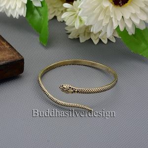 18K Gold Filled Snake Bangle: Adjustable Serpent Bracelet