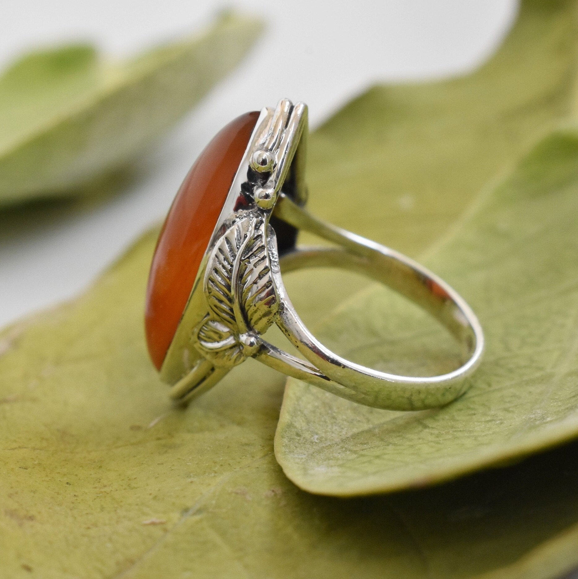 Carnelian Ring Silver Carnelian Gemstone Ring Mens Ring - Etsy