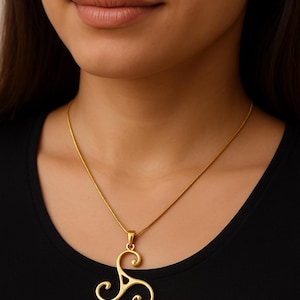 Triskelion Spiral Pendant Necklace – Gold Plated Celtic Symbol Jewelry