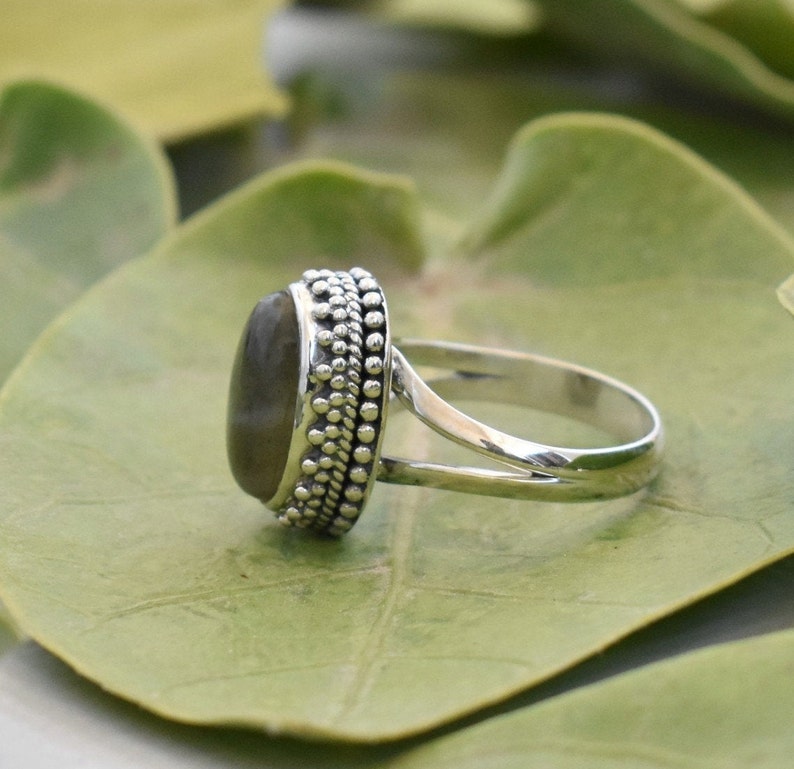A Quality Labradorite Ring Sterling Silver Ring Blue Labradorite Gemstone Ring Crown Ring Solitaire Ring Ethnic Ring Southwestern Ring Gift