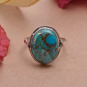 Turquoise Ring, Sterling Silver Ring, Natural Turquoise Ring, Statement Ring, Dainty Ring, Anniversary Ring, Boho Ring, Turquoise Jewelry