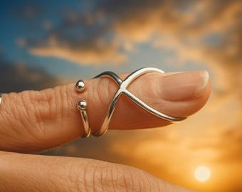 Knöchel-Stützring, Arthritis-Fingerschienenring, Schwan-Hals-Ring-Schiene, verstellbare Silber-Fingerschiene, Gelenkstütze, EDS-Fingerschmuck