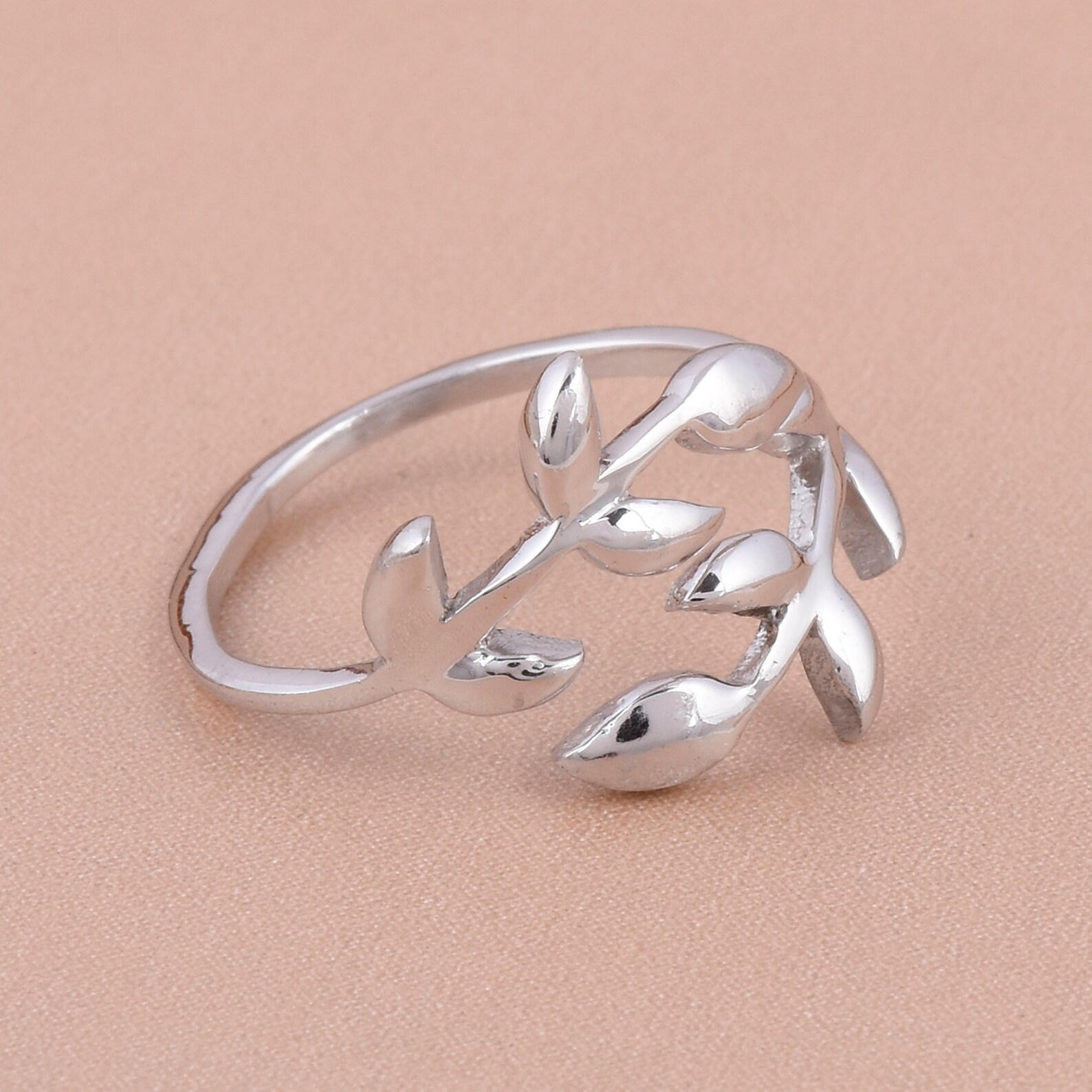 Leaf design Silver Ring 925 Sterling solid Silver Ring Plain Etsy