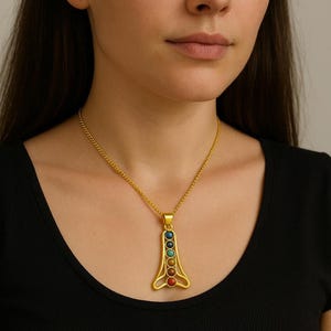 7 Chakra Healing Stones Pendant Necklace – Gold Plated Energy Jewelry for Balance & Meditation