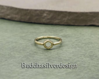 Minimalist Hexagon Ring, Geometric Gold Ring, Dainty Stacking Ring, Simple Modern Jewelry, Everyday Minimal Ring, Handmade Gift for Her
