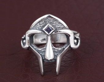 Anillo con máscara de MF DOOM, estilo gladiador, de Dr. Doom, dorado o plateado, estilo hip hop, regalo para mujeres y hombres