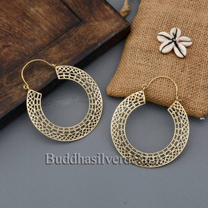 Mandala Hoop Earrings, Tribal Earrings, Boho Earrings, Ethnic Earrings, Handmade Jewelry, Festival Jewelry, Gift For Her, Minimalist