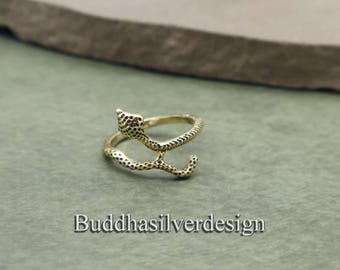 Snake Wrap Ring, Adjustable Serpent Ring, Minimalist Snake Jewelry, Boho Animal Ring, Gold Snake Band, Reptile Lover Gift, Statement Ring