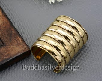 Wide Brass Cuff Bracelet – Handmade Bold Boho Statement Jewelry for Women