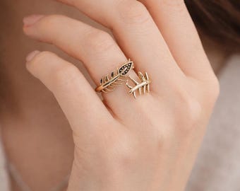 Fish Bone Skeleton Ring, Gothic Adjustable Statement Ring, Punk Grunge Jewelry, Unique Animal Bone Ring, Minimalist Edgy Open Ring Gift