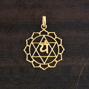 Brass Heart Chakra Pendant, Anahata Symbol Necklace, Yoga Healing Jewelry, Spiritual Brass Pendant, Meditation Gift, Handmade Jewelry