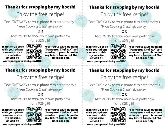 Pampered Chef Vendor Booth Handouts Consultant Tools And Etsy