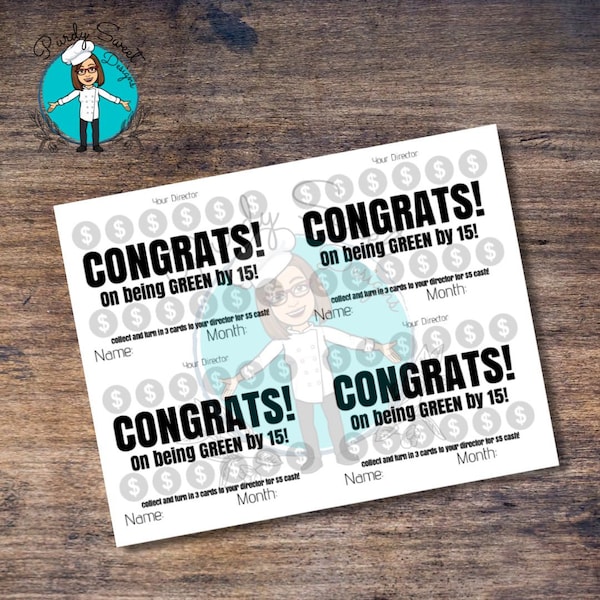 Consultant Green By 15 Celebration Mail Outs | DIGITAL DOWNLOAD | Recognition Post Cards 4 per page printable