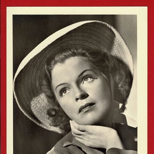 ドイツの映画スター、マグダ・シュナイダーのポストカード - 帽子をかぶった女優 - ヴィンテージ 1930 年代のオリジナル映画俳優の写真カード - 未使用 (RZ09)